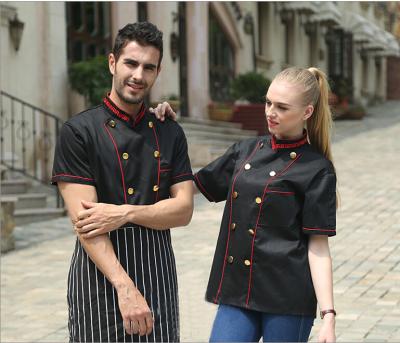 China Adult Hotel / Bar Black Chef Uniform With Short Sleeve / Womens Chef Uniforms for sale