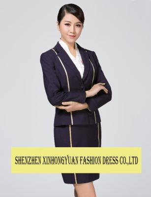 China 5 Star Hotel Staff Contrast Color Female Office Uniforms Ladies Corporate Wear for sale