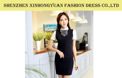 China Summer Femal Wool Short Sleeves Hotel Staff Uniforms With Waistcoat for sale