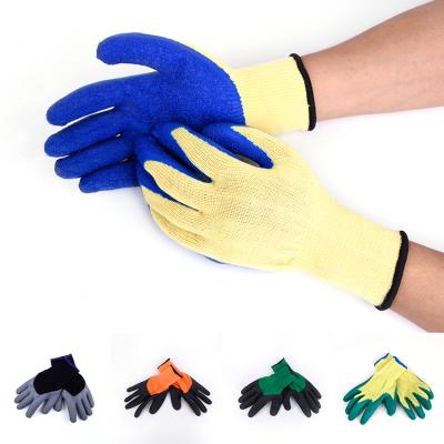 China Comfortable/breathable latex coated work glove hot sales knitted line polyester cotton latex coated working gloves for sale