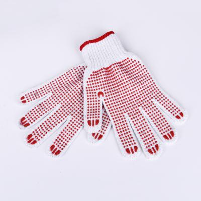 China Comfortable/Breathable Polyester PVC Dotted White Cotton Working Work Gloves Hot Selling Laundered White Cotton Gloves With Dots for sale