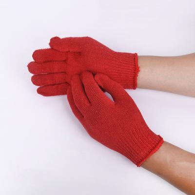 China Factory Custom Cheap Promotion Comfortable / Breathable Knitted Cotton Red Safe Working Fit Glove for sale