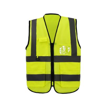 China Custom Fluorescent Yellow Reflective Fabric 2021Wholesale Reflective Vest Logo With Breathable Mesh for sale