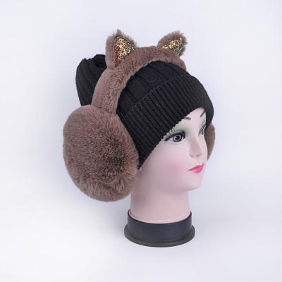 China Professional Daily Use China Factory Made Lovely Winter Earmuff With Fur Fleece Cat Ear Stye Fashion Warm Outdoor Wear for sale