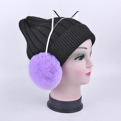 China Daily Use OEM Factory Purple Cat Shape Winter Fur Earmuff Colorful for sale