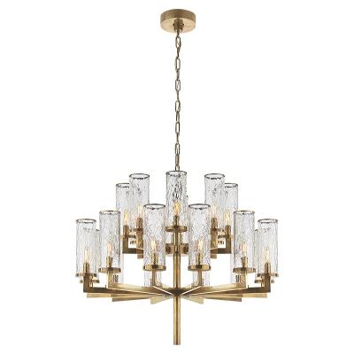 China Modern American All Copper Cracked Glass Chandelier Modern Simple Living Room Bedroom Dining Room Chandelier for sale