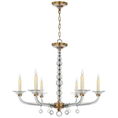 China American modern simple entrance crystal brass cover 6 head suction fabric glass tube copper double use chandelier for sale