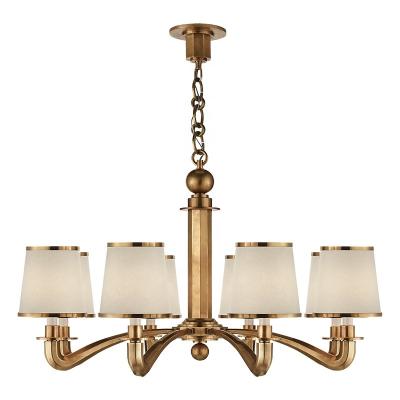 China American Villa Brass Canvas Room Bedroom Hotel Chandelier Contracted Simple Dining Room 6 Living Room Chandelier for sale