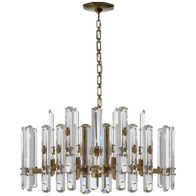 China Modern simple American creative villa restaurant chandelier living room personality crystal K9 strip all copper chandelier for sale