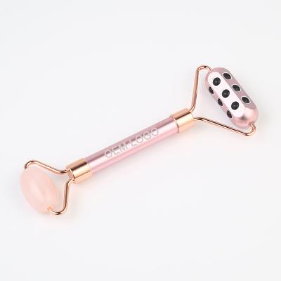 China Double Headed Germanium Jade Face Rollers 2-in-1 Facial Massager Custom Face Lift Beauty Tools and Body Massager for sale