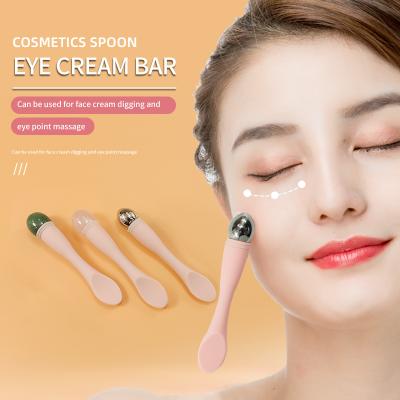 China Facial Cosmetic Spatula Jade Face Roller Eye Massager Stainless Steel Face Lift Cup And Spoon for sale