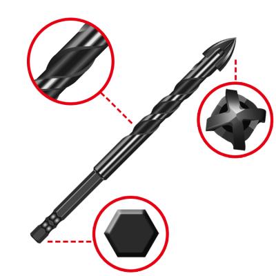 China China Guangzhou Low Price Cruciform Cross Head Drill Bit Tile Hex Leg Cross Drill Bit Glass Ceramic Tile Drilling Head Cross Drill for sale