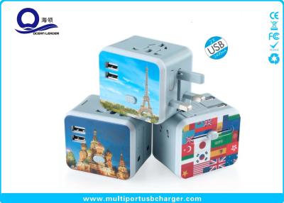 China Large Backside Area USB Travel Plug Adapter For Europe Colorful Logo Printing for sale