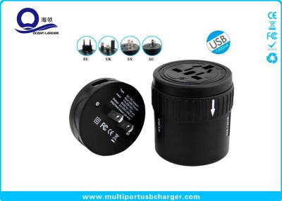 China Round 220v To 110v Input USB Travel Adapter UK US EU AUS Plug White / Black Color for sale