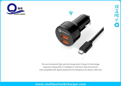 China Black Color Quick Charge 3.0 Dual Usb Car Charger For Phone Xiaomi Huawei for sale