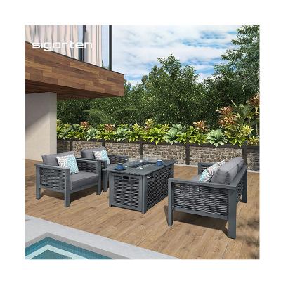 China Stocked Sigarten New Design Patio Garden Outdoor Furniture Sofa Set With Fire Pit for sale