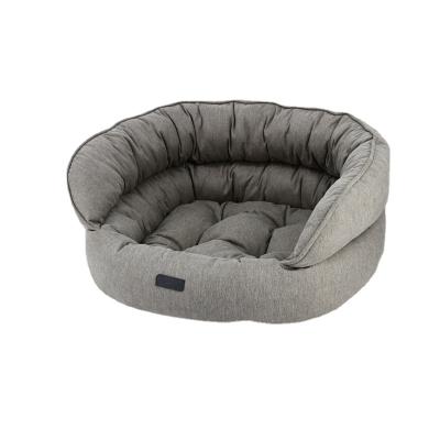 China Round Dog Beds Wholesale Donut Travel Manufacturer Puppy Sets Navy Blue Gray Beige Cat Bed for sale