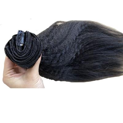 China Straight Curly Hair Extensions Striaght Hair Weave Double Cuticle Straight Peruvian Hair Extensions 100% Cuticle Clip Lined for sale