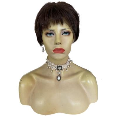 China Short Pixie Cut Lace Front Human Hair Wigs Silky Straight Wave For Women Brown Color Layered Cut Bob Lace Wig 150Density for sale