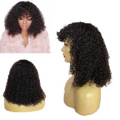 China 180% Density 180% Virgin Human Hair Wigs Heavy Curly Color Curly Bob Human Hair Lace Front Wig Curly Hair With Bangs Free Ship for sale