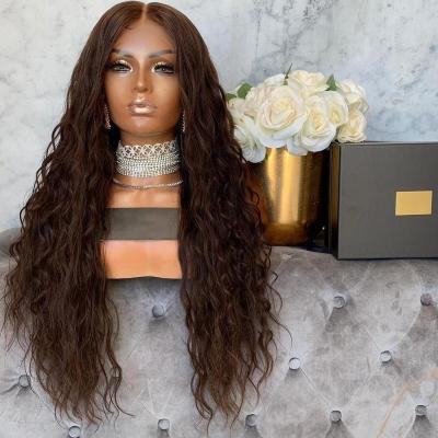 China Factory Wholesale 10A Grade Unprocessed Indian Virgin Hair Water Wave Cuticle Aligned Water Wave Lace Front Wig For Black Woman for sale