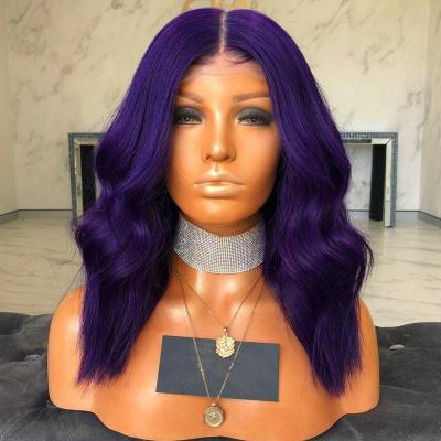 China Full Lace Wigs Color Wave Human Hair Headband Lace Wigs Fake Scalp Natural Wavy Transparent Lace Braided Purple Brazilian Regular Wig for sale