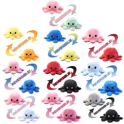 China Hot Selling Amazon Plush Mood Flip Double Sided Octopus Reversible Plush Toy for sale