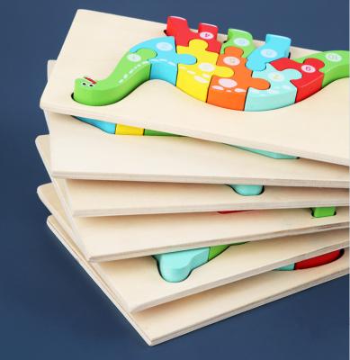 China Cartoon Toy Hot Children Montessori Puzzle For Kids3d Puzzle Wooden Animal Toy for sale