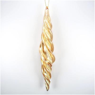 China China Christmas Decoration Gold Icicle Glass Twisted Ornament for sale