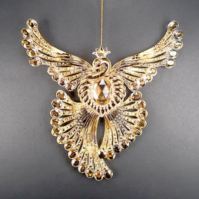 China Other Holiday Supplies Christmas Decoration Clear / Gold Acrylic Angel Bird Ornament for sale