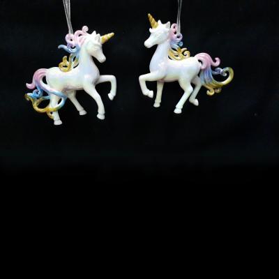 China White/Gold Christmas Decoration Irrid Stone/Blue/Pink Acrylic Unicorn Ornament for sale