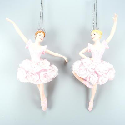 China China Christmas Decoration Pink Polyresin Dress Ballerina Ornament for sale