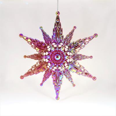 China Christmas Decoration Red Acrylic Irrid Snowflake Ornament for sale