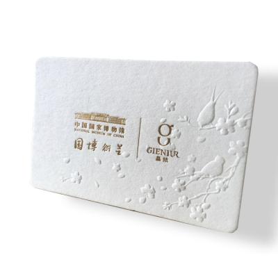 China paper & High Quality Embossed Cardboard Wholesale Cotton Card Gold Foil Stamping Business Card Printing for sale