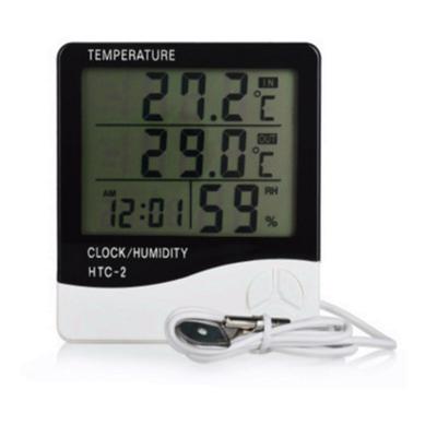 China 24 Hours Electronic Weather Station Digital Hygrometer Temperature Humidity Thermometer Measuring Temperature with Alarm Clock HTC-2 for sale