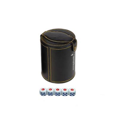 China Games Wholesale Leather Dice Shaker Cup Debossed Cup Dice Cup With Gift Box for sale