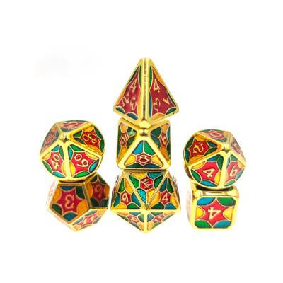 China Playing 2021 New DND Metal Dice 4 Color Design RPG Style Entertainment Dice Table Set Mixed Dungeons And Dragons Games for sale