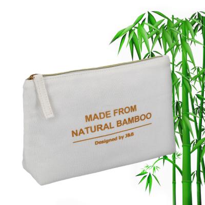 China Preppy Style Printed Logo Custom Bamboo Fiber Cosmetic Cosmetic Bag Makeup Toiletry Zipper Gift Natural Bamboo Pouch for sale