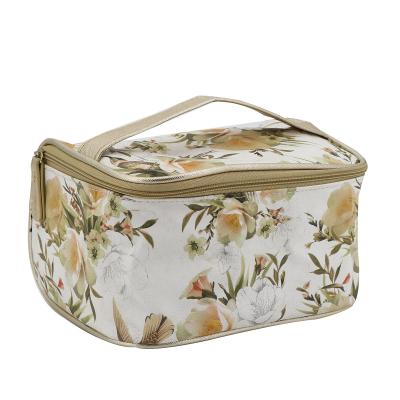 China Lady Custom Printing PU Makeup Toiletry Organizer Storage Zipper Bag With Portable Women Wash Bag Supplier for sale