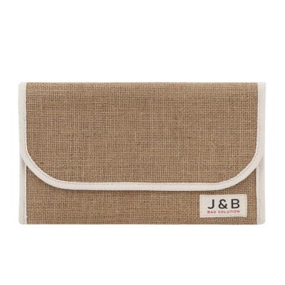 China Manufacturer Style Custom Envelope Flap Jute Pouch Preppy Bag With Cotton Label Logo Natural Burlap Hemp Flap Gift Packing Bag for sale