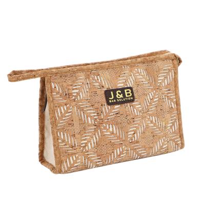 China Fashion New Vintage Fashion Custom Natural Listing Cavity Out Of Cork Canvas Toiletry Toilet Wash Bag With Portable for sale