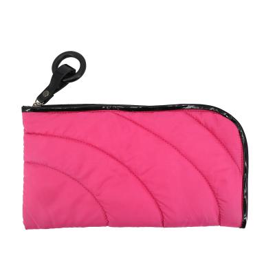 China Lady Multifunction Hot Pink Quilted Nylon Fabric Make Up Toiletry Bag Custom Women Grab Gift Zipper Bag for sale