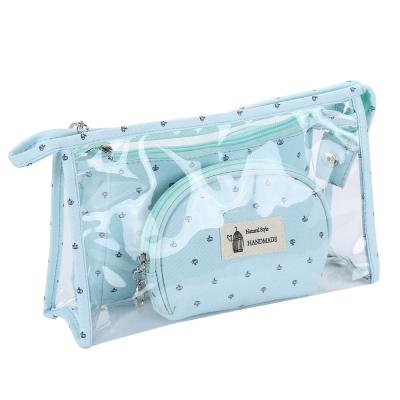 China Fashion Transparent Makeup Cosmetic Bag Set Travel Wholesale Quality Printed Customizable Beauty Bag Loco Girls Gift for sale