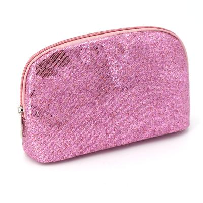 China Luxury Shiny Pink Glitter Makeup Pouch Fashion Glitter Beauty Zipper Cosmetic Bag Gift Bags For Girl for sale