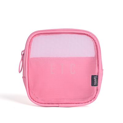 China Fashion Wholesale Mini Makeup Storage Bags Cosmetic Storage Bags Breathable Black Mesh Travel Storage Bag for sale