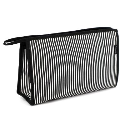 China Japan Style Manufacturer Custom Strip Printed Microfiber Makeup Bag Travel Cosmetic Organizer Zipper Pouch Gift Bags for sale