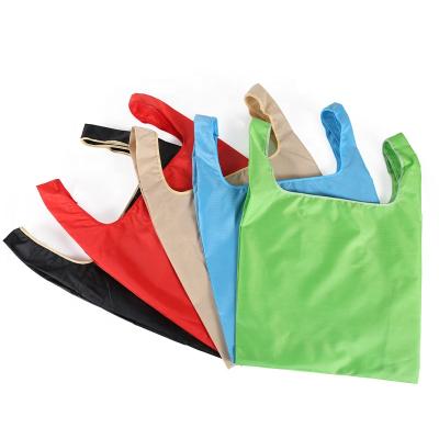 China Eco Friendly 210D Polyester Folding Packaging Bag Reusable Promotional Shopping Bag for sale