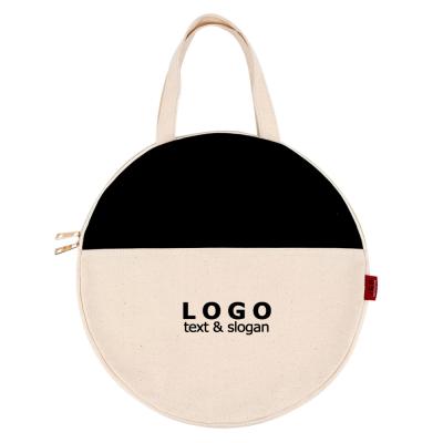 China Factory Outlet Custom Name Round Round Canvas Cotton Tote Bag Shopping Zipper Professional OEM Pattern Printing Presents Gift Bags for sale