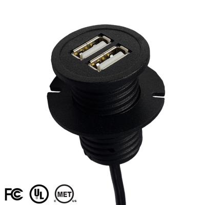 China ET-02A Round Charging FCC Certified Dual USB Outlet Extension Power Cable for sale