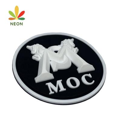 China Washable Hot Sale Custom Embossed Name Logo 3D PVC Soft Rubber Patches For Hat for sale